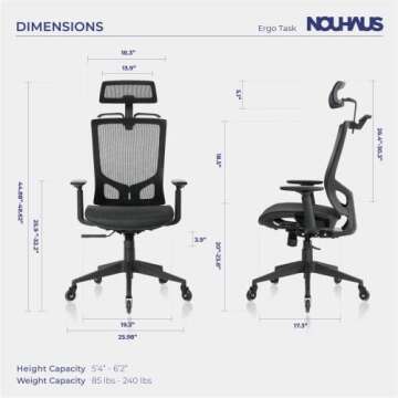 Nouhaus ErgoTASK Ergonomic Task Chair - Ultimate Comfort for Home or Office