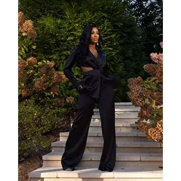 Stylish Black Drawstring Pants by Porsha Williams for Women