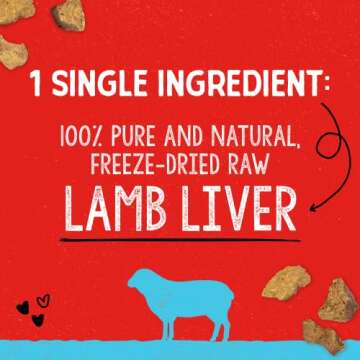 Stella & Chewy's Freeze-Dried Raw Single Ingredient Lamb Liver Treats, 3 oz. Bag