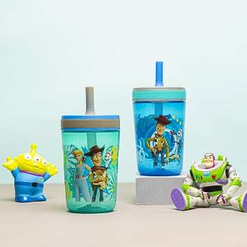 Zak Designs Kelso 15 oz Tumbler Set (Toy Story 4 - Woody & Buzz 2pc Set) Toddlers Cup Non-BPA Leak-P...
