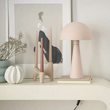 Nourison EPT01 16" Metal Mushroom Table Lamp in Blush Pink