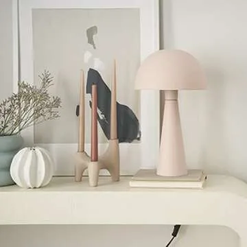 Nourison EPT01 16" Metal Mushroom Table Lamp in Blush Pink