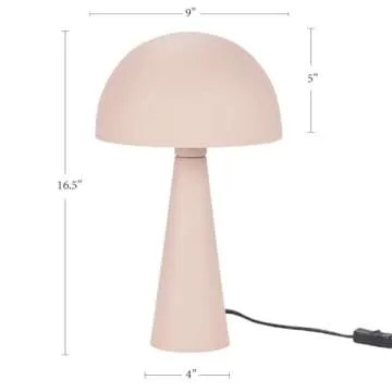 Nourison EPT01 16" Metal Mushroom Table Lamp in Blush Pink