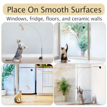 Felicity Suction Cup Cat Toy, 2 in 1 Interactive Bird Toy for Cats - 2 Strong Suction Cups, 9 Cat Feather Toys, 2 Durable Cat Wands, 1 Hanging Cat Toy - Interactive Cats Toys for Indoor Cats