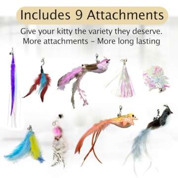 Felicity Suction Cup Cat Toy, 2 in 1 Interactive Bird Toy for Cats - 2 Strong Suction Cups, 9 Cat Feather Toys, 2 Durable Cat Wands, 1 Hanging Cat Toy - Interactive Cats Toys for Indoor Cats
