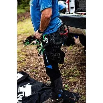 Teufelberger treeMOTION Harness for Arborists – Belt-and-Sit Saddle with Rear Tie-In Attachment (One-Size, Black w/Red)