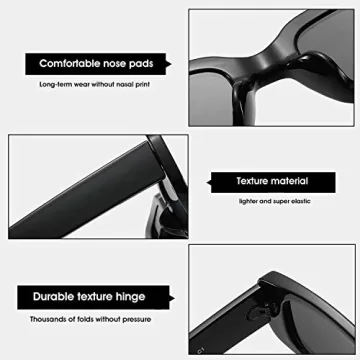 BUTABY Rectangle Retro Sunglasses with UV400 Protection