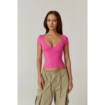 Stylish QINSEN V Neck Tops for Women - Summer Essentials