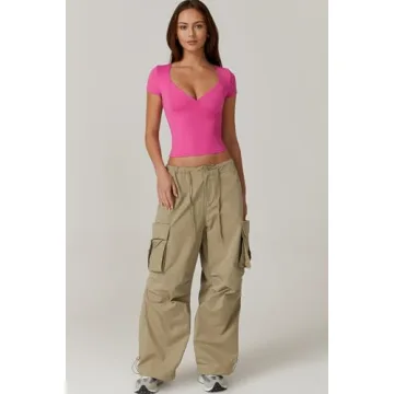 Stylish QINSEN V Neck Tops for Women - Summer Essentials