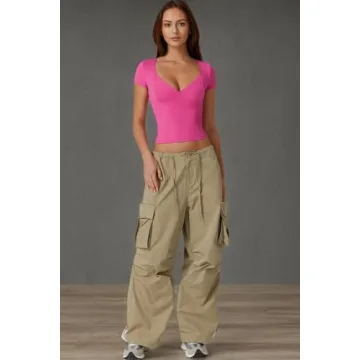 Stylish QINSEN V Neck Tops for Women - Summer Essentials