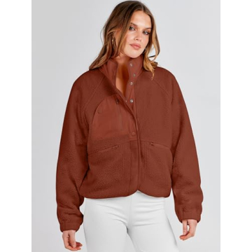 Stylish ANRABESS Fleece Jacket for Women with Pockets