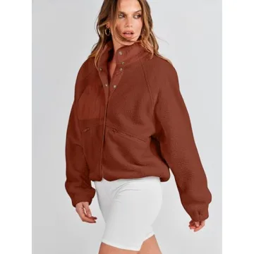 Stylish ANRABESS Fleece Jacket for Women with Pockets