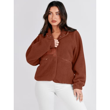 Stylish ANRABESS Fleece Jacket for Women with Pockets