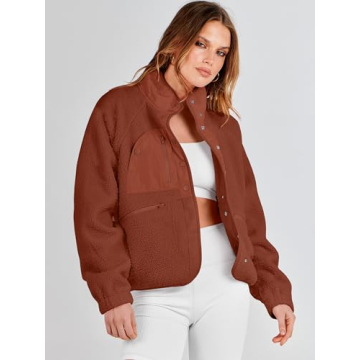 Stylish ANRABESS Fleece Jacket for Women with Pockets