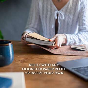 moonster Refillable Leather Journal Psalm 46:10 Bible Verse Embossed Journals with Pen – Milled A5 Leather Journal Lined Paper - Journals for Women – Leather Notebook with Pen Holder - 320 Pages