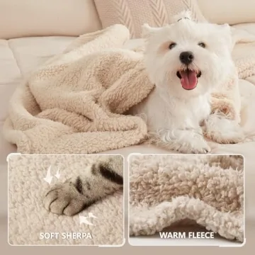 3 Calming Pet Blankets Soft Sherpa Fleece Beige