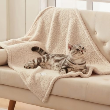 3 Calming Pet Blankets Soft Sherpa Fleece Beige