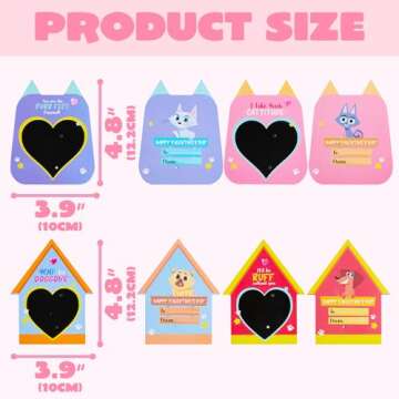JOYIN 16 Pack Valentines Day Greeting Card with Dog and Cat Figure Toys for Valentine Kids Party Favor, School Classroom Gift Exchange Prizes for Boys Girls