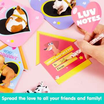 JOYIN 16 Pack Valentines Day Greeting Card with Dog and Cat Figure Toys for Valentine Kids Party Favor, School Classroom Gift Exchange Prizes for Boys Girls