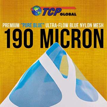 TCP Global 50 Pack of Ultra-Flow Blue Nylon Mesh Paint Strainers with 190 Micron Filter Tips - Premium Cone Screen Filters