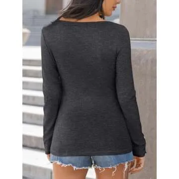Kissfix Women's Stylish Long Sleeve Henley Tops for All Occasions
