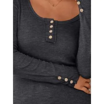 Kissfix Women's Stylish Long Sleeve Henley Tops for All Occasions