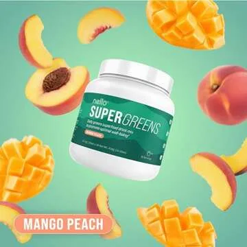 Nello Supergreens - Premium Superfood Greens Drink Mix with Chlorella, Moringa,Spinach, & Broccoli +...