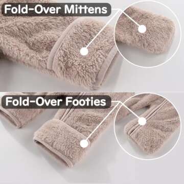 AiWMGL Newborn Baby Bear Onesie Outfit Suit Fold-Over Mittens Footies Girls Boys 6-9 Months Winter F...