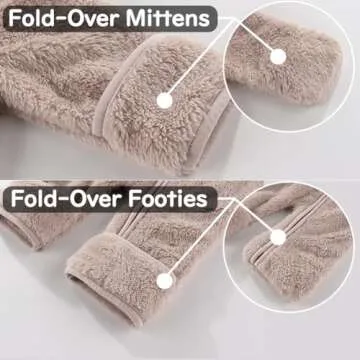 AiWMGL Newborn Baby Bear Onesie Outfit Suit Fold-Over Mittens Footies Girls Boys 6-9 Months Winter F...