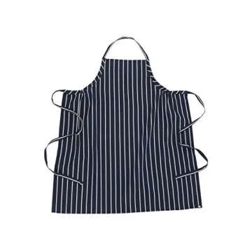 Chef Works Unisex English Chef Apron, Navy W/ Chalk Stripe, One Size