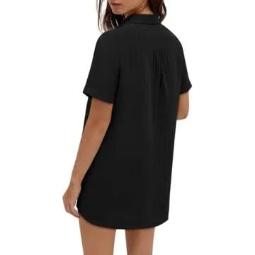 Womens Swim Cover Ups V Neck Button Down Swimsuit Coverup 2025 Summer Crochet Dressy Casual Tops Bla...