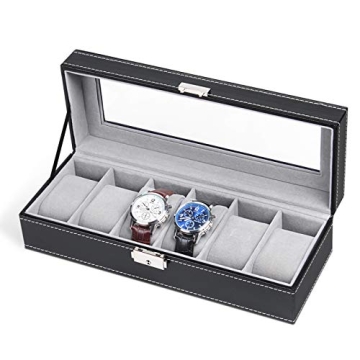 Elegant NEX 6 Slots Watch Box Organizer for Men - Luxurious Storage Case