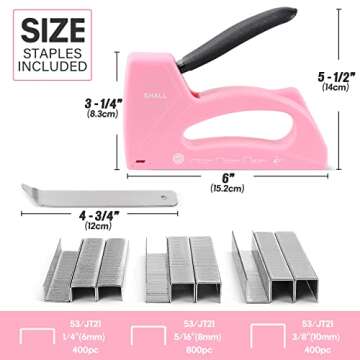 SHALL Light Duty Staple Gun for Wood - Pink Upholstery Staple Gun with 1600pcs JT21 Staples 1/4, 5/1...