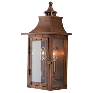 Vintage Solid Copper Two Light Dimmable Wall Lantern - Handcrafted Beauty