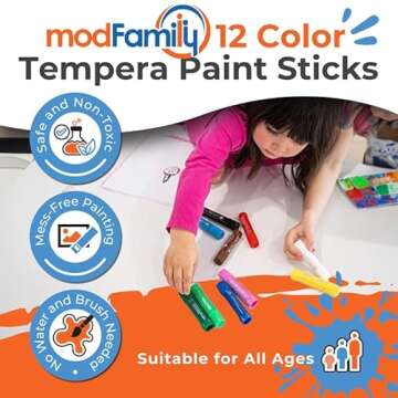 Modsticks - Washable Tempera Paint Sticks for Kids - Non-Toxic, Quick Drying, and No Mess Paint Stic...