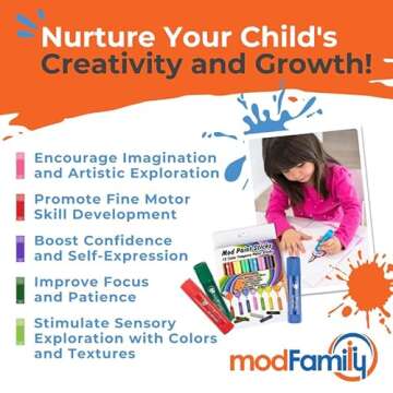 Modsticks - Washable Tempera Paint Sticks for Kids - Non-Toxic, Quick Drying, and No Mess Paint Sticks - Color Art Supplies Set (12 Pack)