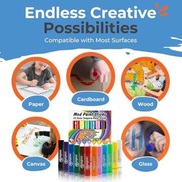 Modsticks - Washable Tempera Paint Sticks for Kids - Non-Toxic, Quick Drying, and No Mess Paint Sticks - Color Art Supplies Set (12 Pack)