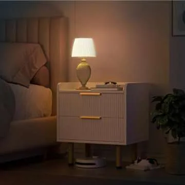 Furnicare White TV Stand for 45 Inch TV, 2 Drawers