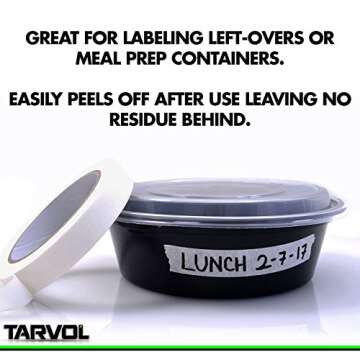 Masking Tape (Huge Pack of 6) Each Roll is ¾ x 33 Yards - Approved for Interior or Exterior Use - Easy to Write On - Industrial or Household Use