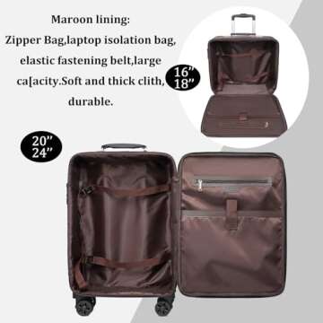 VH&GRED Lightweight Luggage Sets for Business and Weekend Getaways Carry On Luggage with Spacious De...