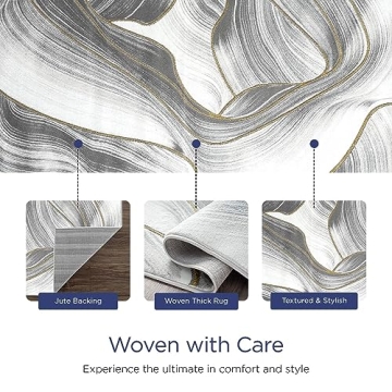 Stylish Abani 4' x 6' Metallic Grey & Gold Area Rug