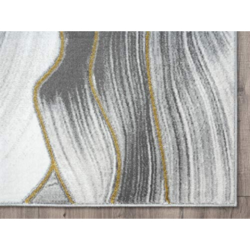 Stylish Abani 4' x 6' Metallic Grey & Gold Area Rug
