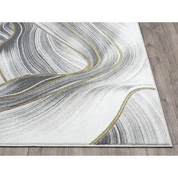 Stylish Abani 4' x 6' Metallic Grey & Gold Area Rug