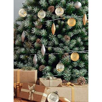 Serene Spaces Living Set of 9 Assorted Gold Glass Ball Ornaments for Christmas Tree, Holiday Decorations, Winter Wedding, Table Centerpiece, Window Box, Measures 3" Diameter