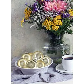 Serene Spaces Living Set of 9 Assorted Gold Glass Ball Ornaments for Christmas Tree, Holiday Decorations, Winter Wedding, Table Centerpiece, Window Box, Measures 3" Diameter