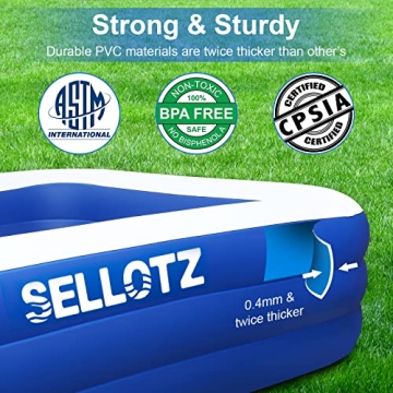 SELLOTZ Family Inflatable Pool for Backyard Summer Fun