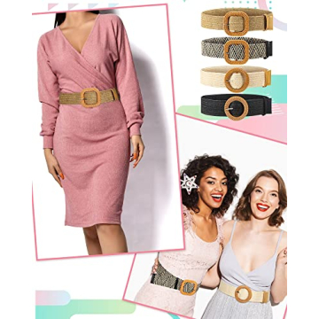 Stylish WILLBOND 4 Pcs Elastic Woven Belts for Women