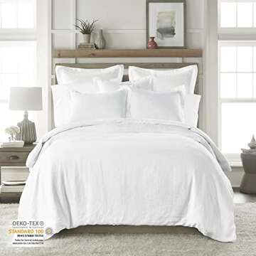 Levtex Home - 100% Linen - Euro Sham - Washed Linen - White - Sham Size (26x26in.), No Insert