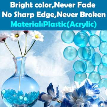 HappyFiller 630 PCS Vibrant Lake Blue Acrylic Flat Marbles - Unbreakable Decorative Gems for Events ...