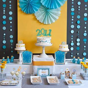 HappyFiller 630 PCS Lake Blue Acrylic Flat Marbles for Decor